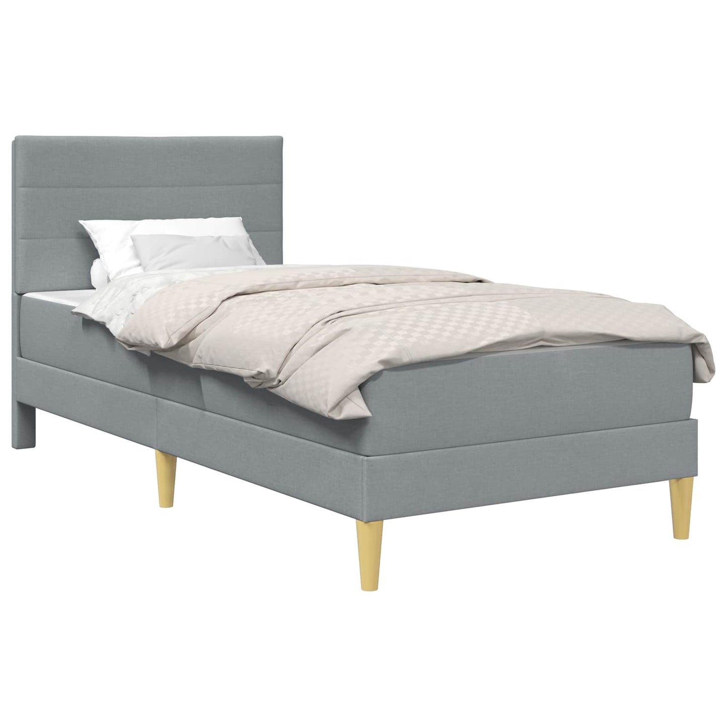 Sengeramme med madrass med hodegjerde Lysegrå 90 x 190 cm stoff