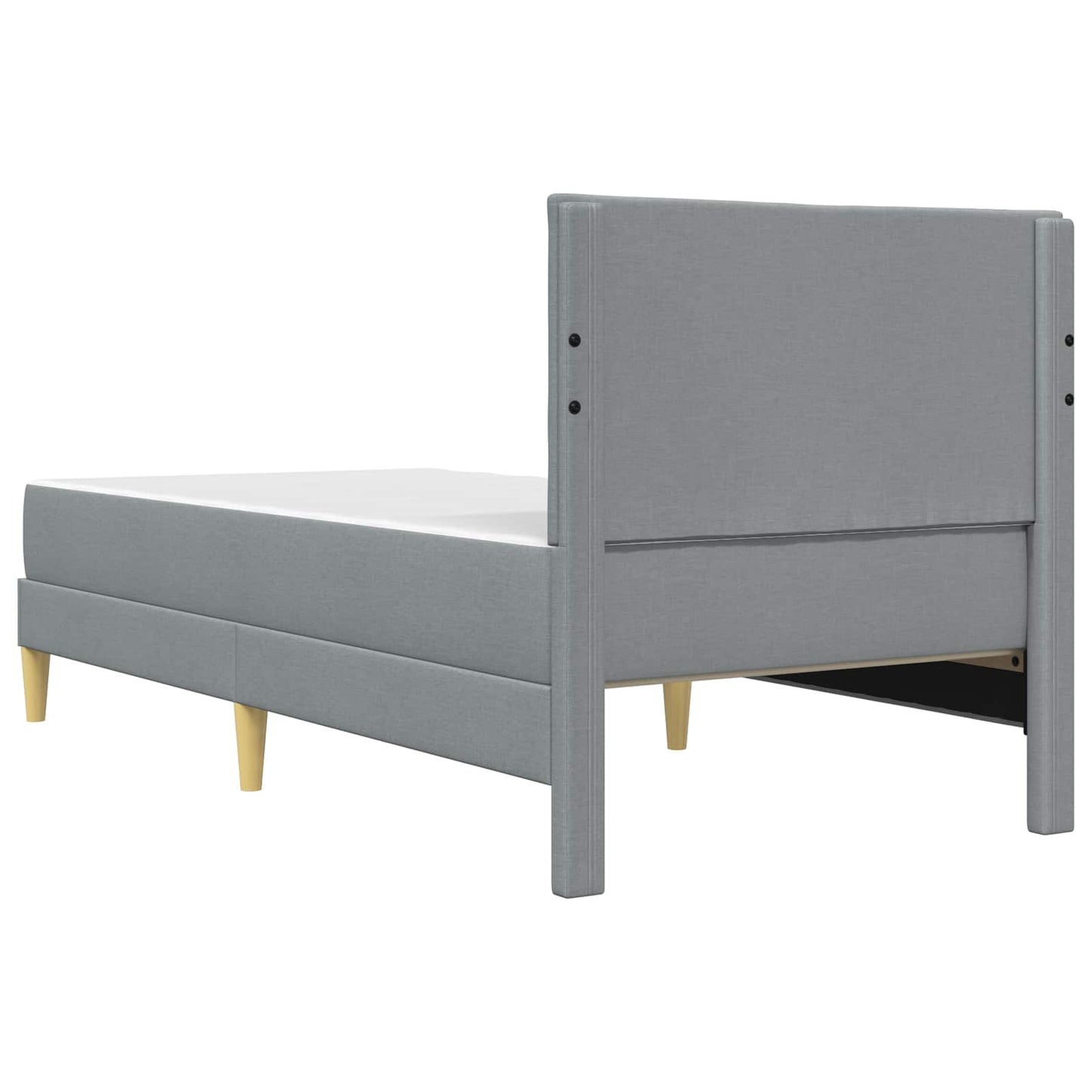 Sengeramme med madrass med hodegjerde Lysegrå 90 x 190 cm stoff