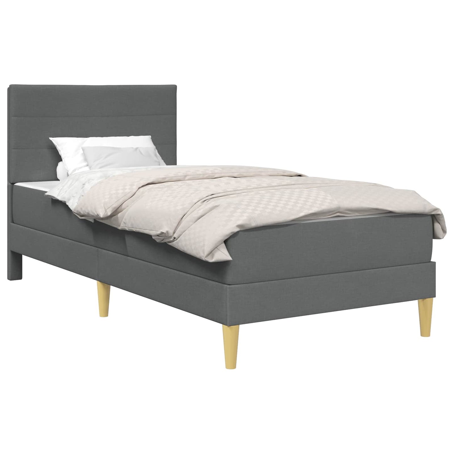Sengeramme med madrass Mørkegrå 90 x 190 cm stoff