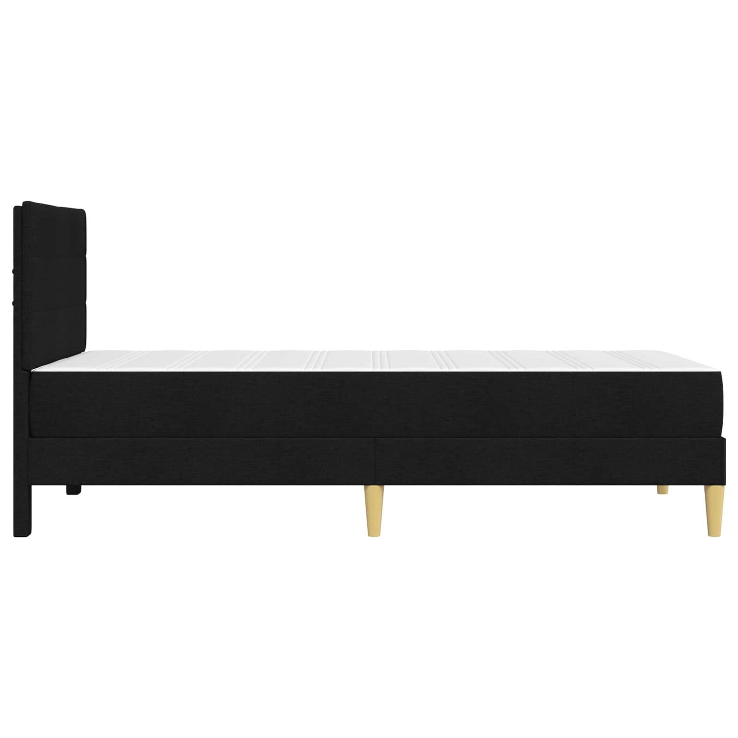 Sengeramme med madrass med hodegjerde Svart 90 x 190 cm stoff