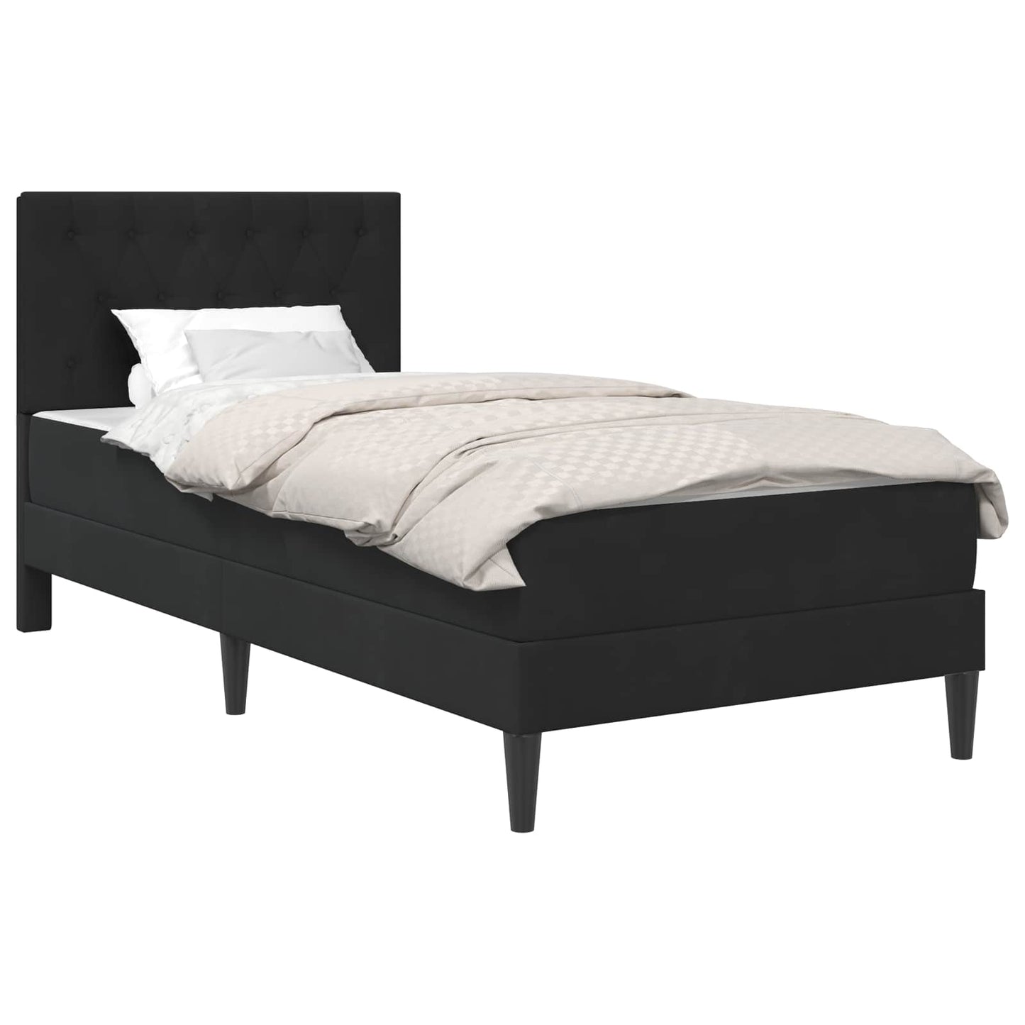 Sengeramme med madrass med hodegjerde Svart 90 x 190 cm Fløyel