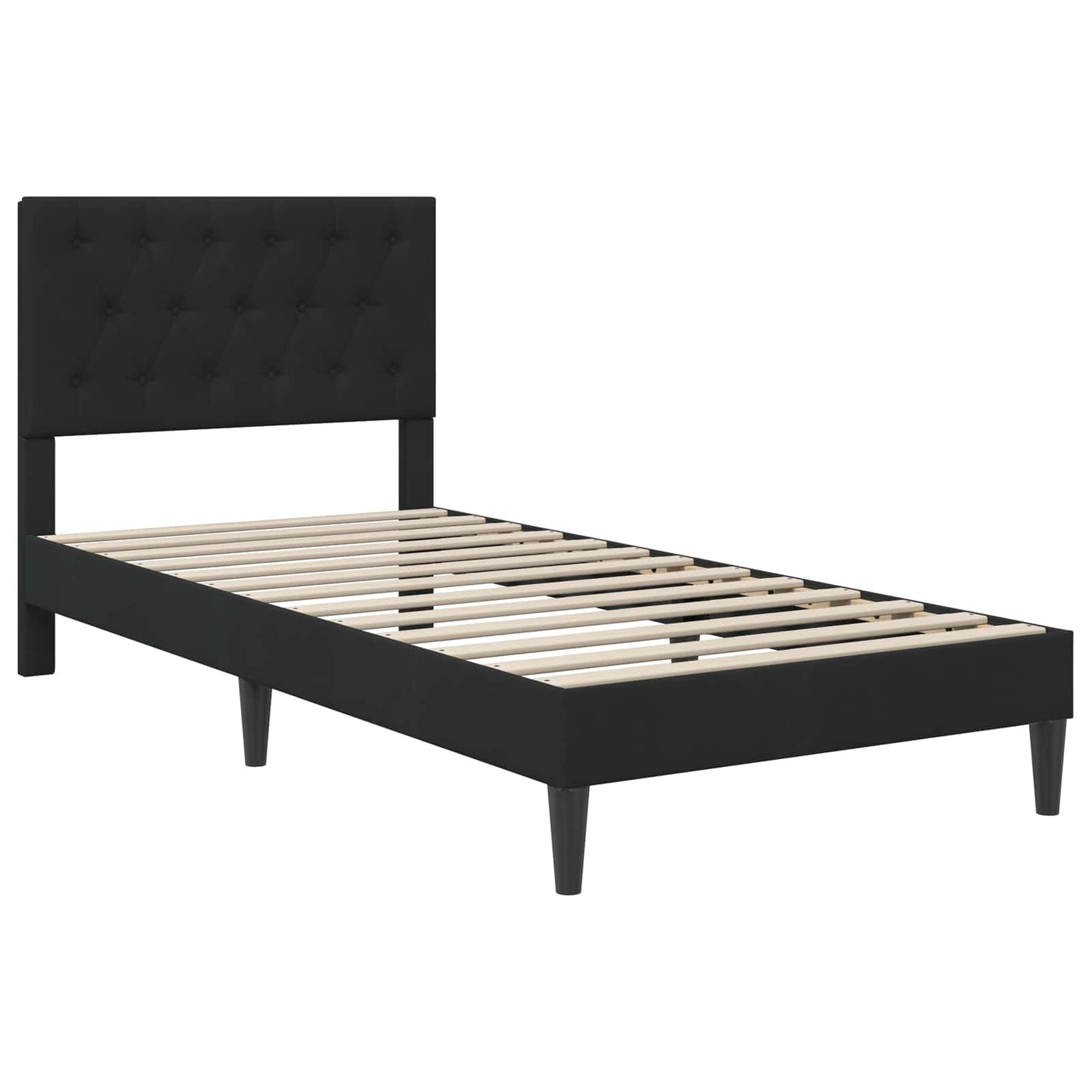 Sengeramme med madrass med hodegjerde Svart 90 x 190 cm Fløyel