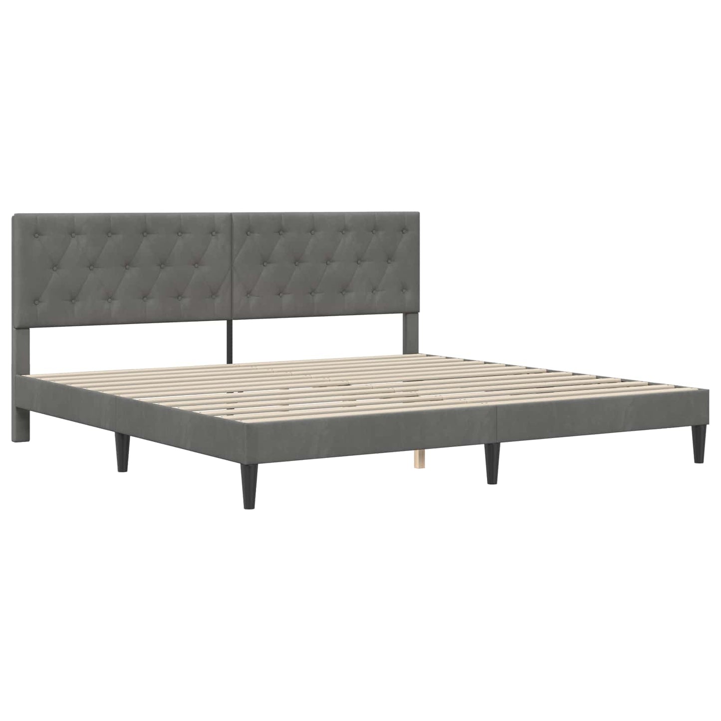 Sengeramme med madrass Mørkegrå 180 x 200 cm Fløyel