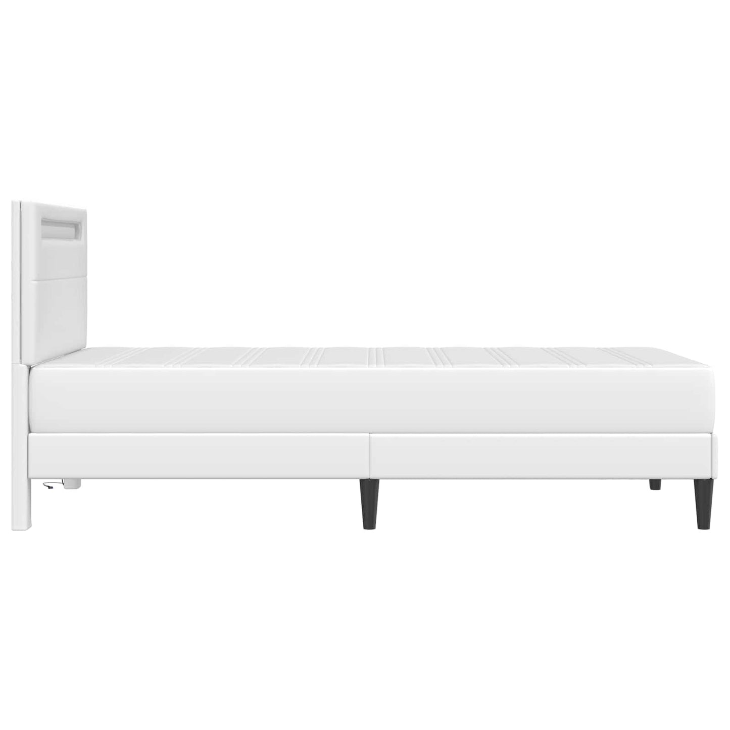 Sengestamme med LED-lysstrimler Hvit 90 x 190 cm Kunstlær