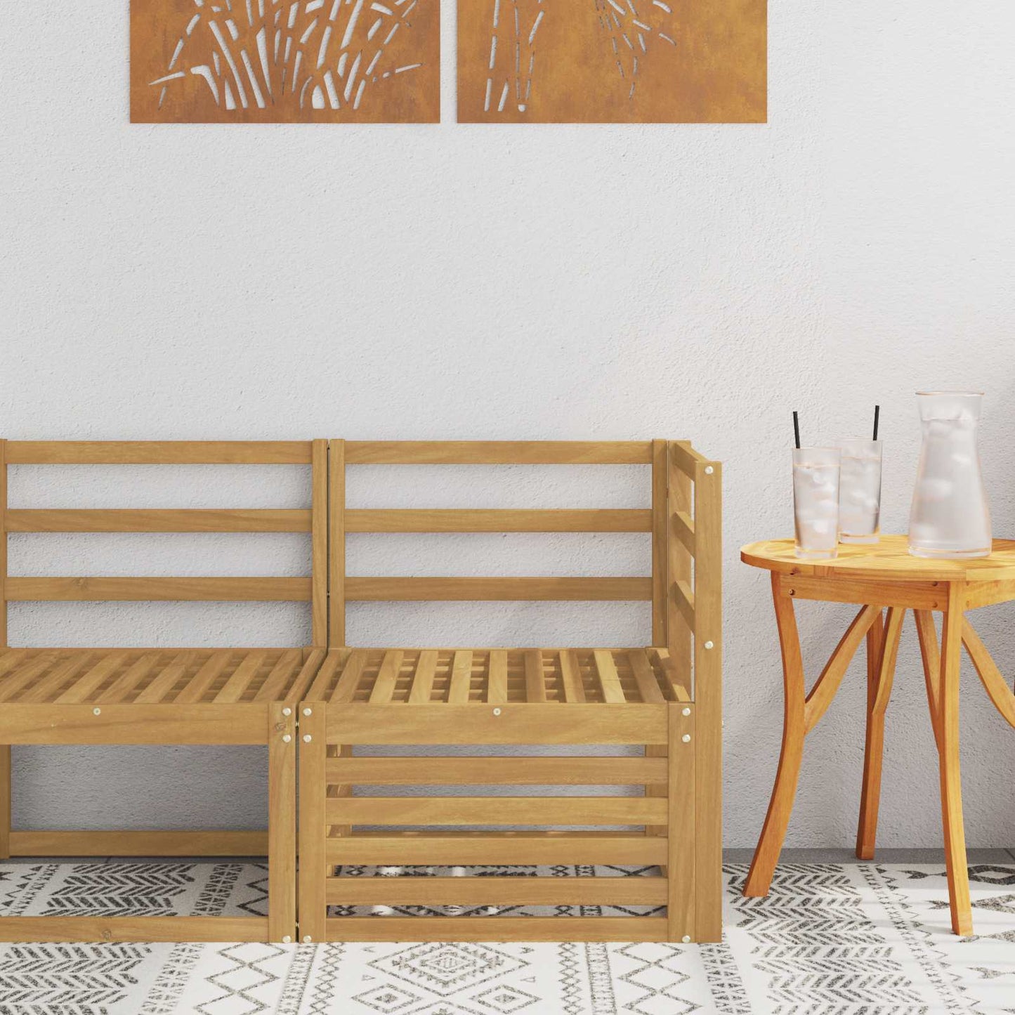 Ute Hjørnesofa Solid akasietre Hvit 63 x 63 x 73 cm