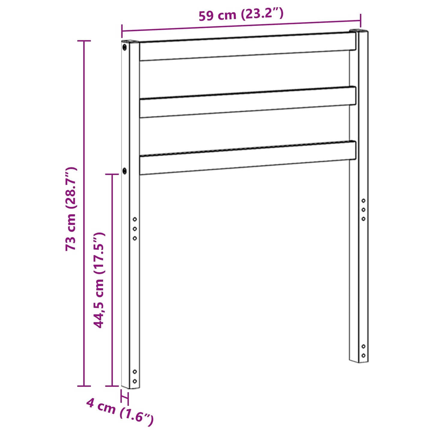 Ryggstøtte modul Hvit 59 x 4 x 73 cm Solid akasietre