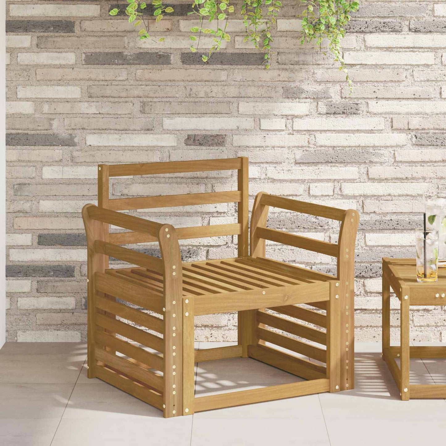 Armlene Modul 2 pcs Hvit 58,5 x 8 x 60 cm Solid akasietre