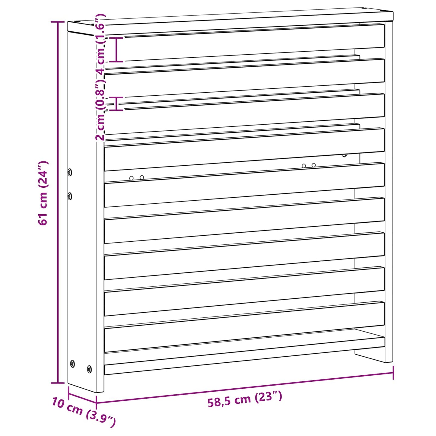 Armlene Modul 2 pcs Hvit 58,5 x 10 x 61 cm Solid akasietre