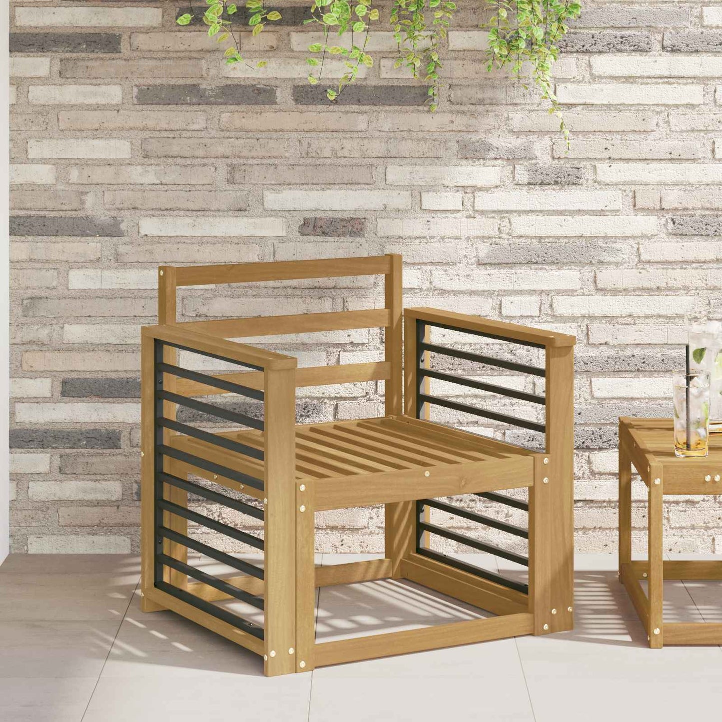 Armlene Modul 2 pcs Hvit 60 x 6 x 61 cm Solid akasietre