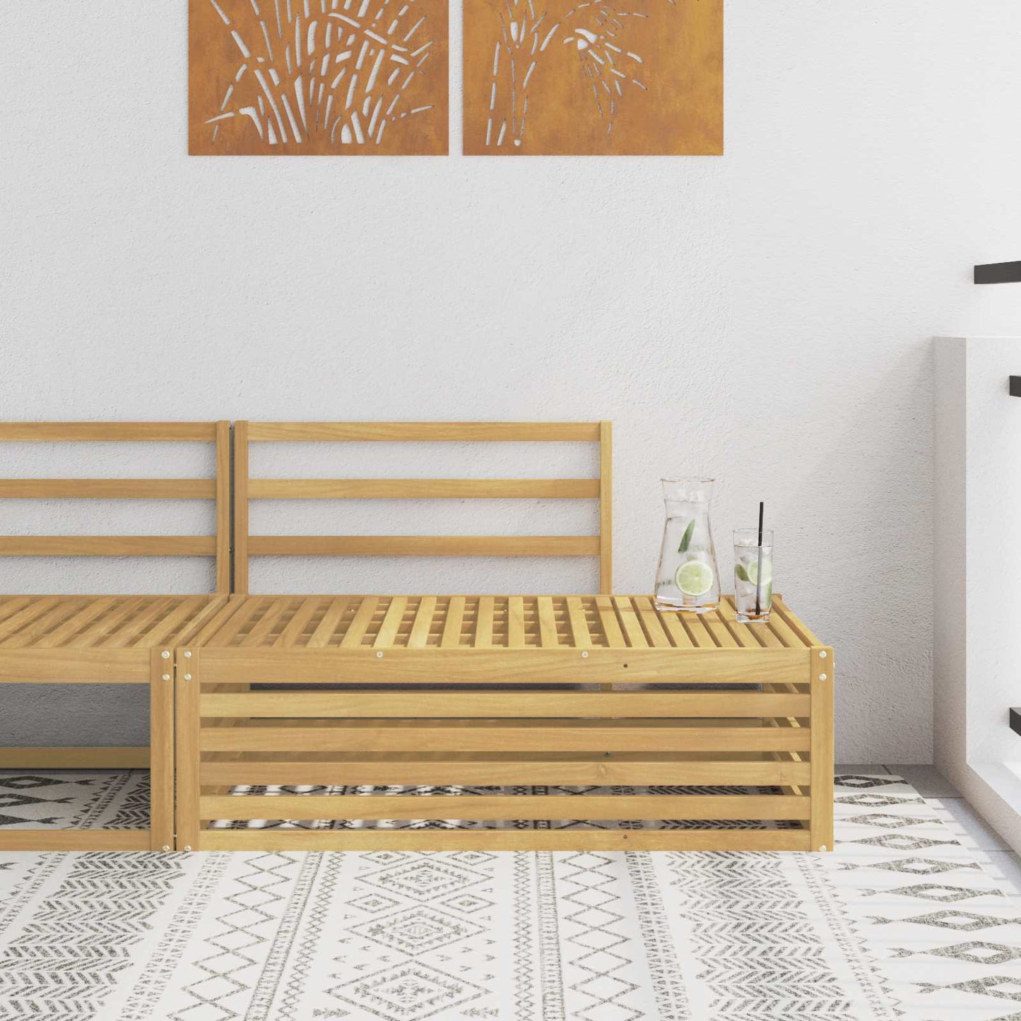 Utendørs end sofa Hvit 115 x 83 x 73 cm Solid akasietre