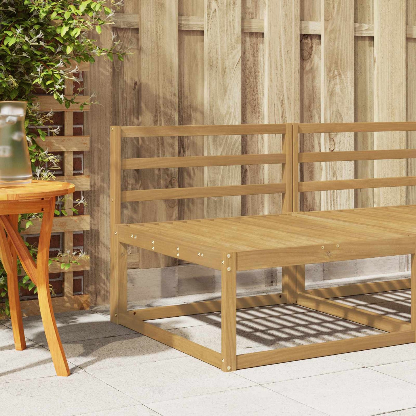 Ryggstøtte modul Hvit 79 x 4 x 73 cm Solid akasietre