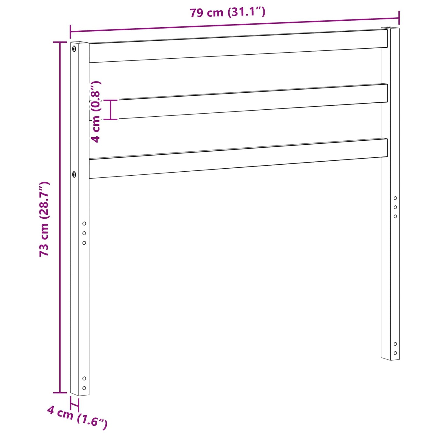 Ryggstøtte modul Hvit 79 x 4 x 73 cm Solid akasietre
