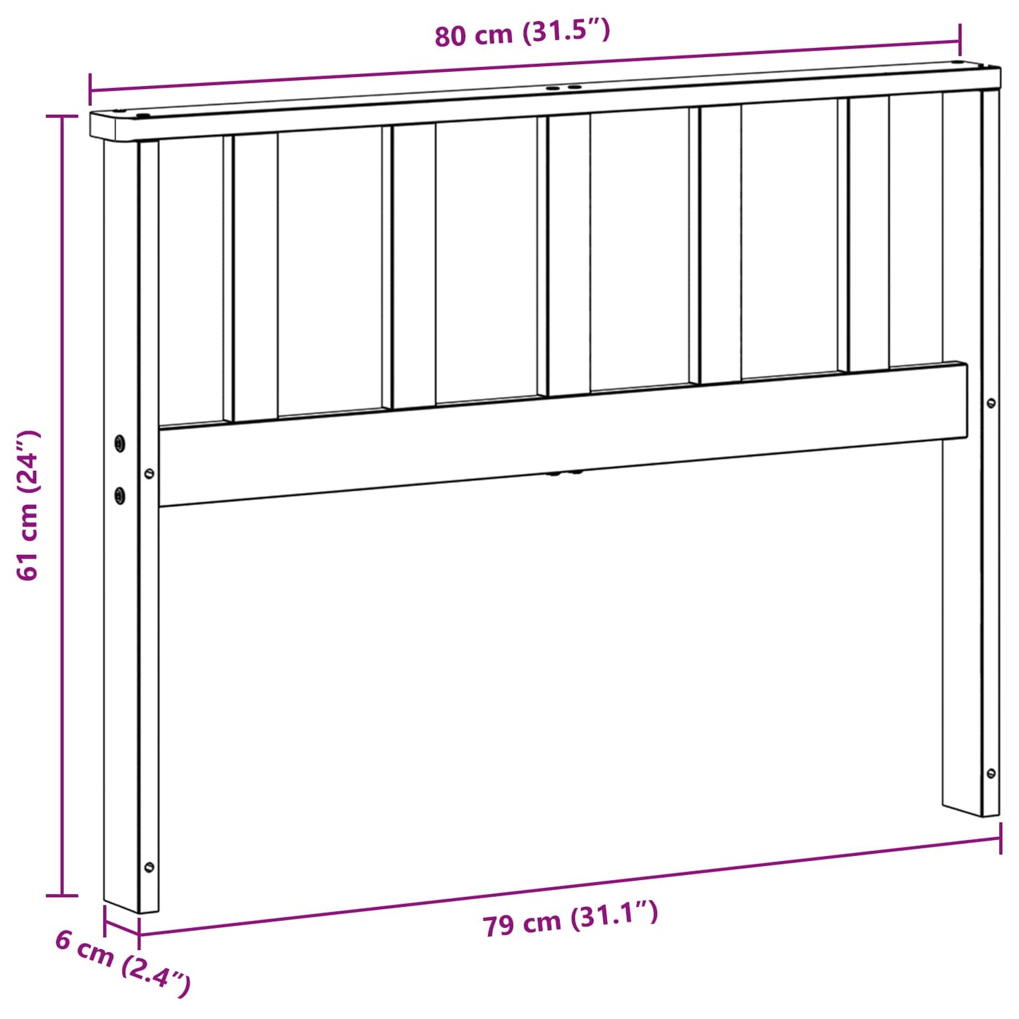 Armstøttemodul 2 pcs Hvit 80 x 6 x 61 cm Solid akasietre