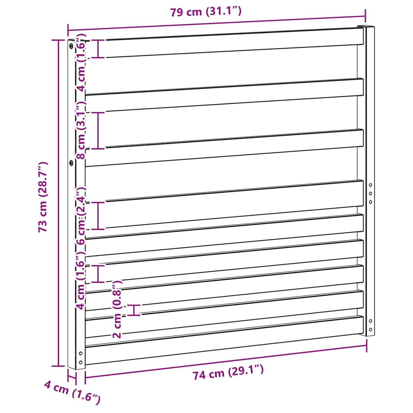 Armlenksmodul 2 pcs Hvit 79 x 4 x 73 cm Solid akasietre