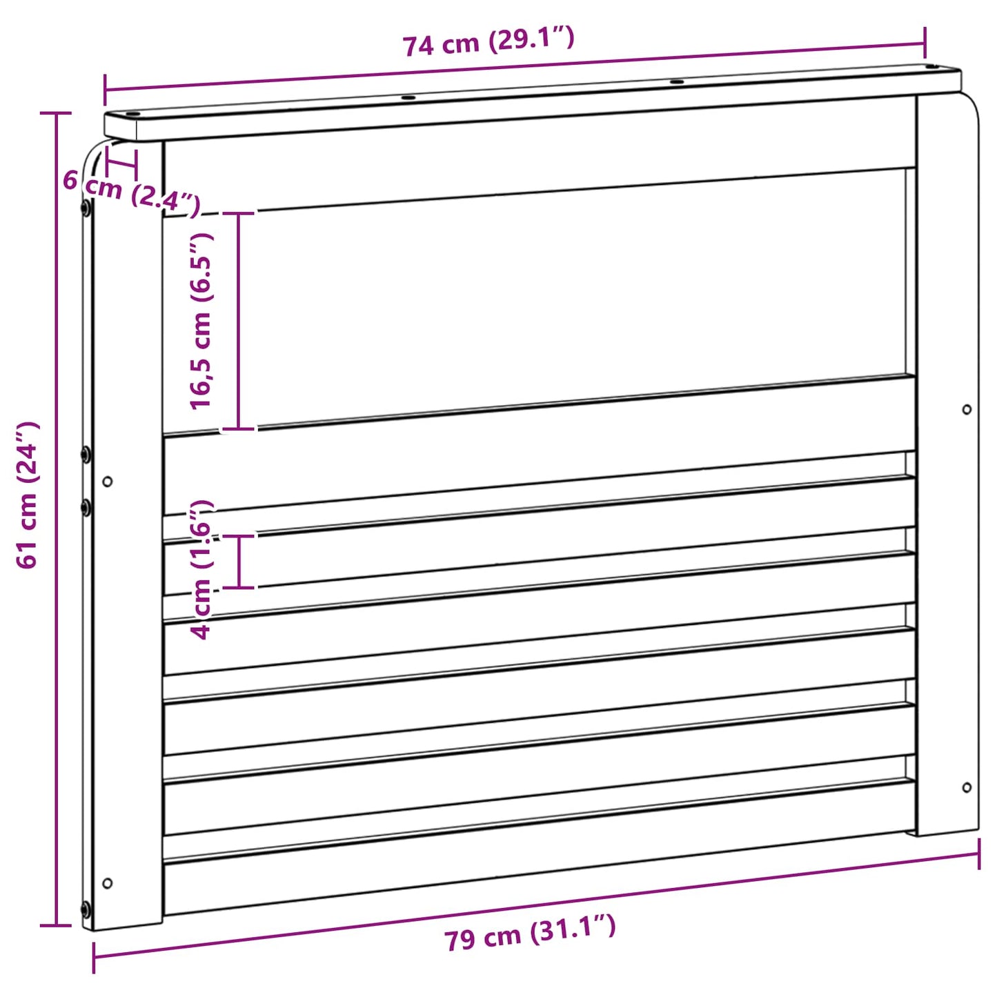 Armlene Modul 2 pcs Hvit 79 x 6 x 61 cm Solid akasietre