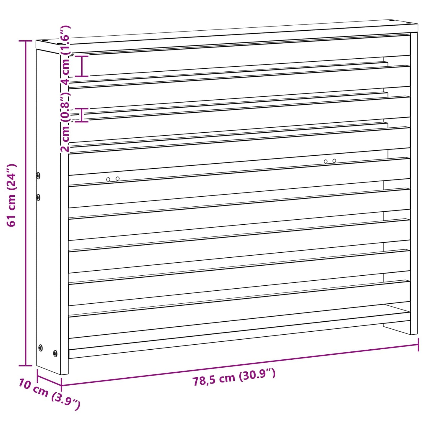 Armlene Modul 2 pcs Hvit 78,5 x 10 x 61 cm Solid akasietre