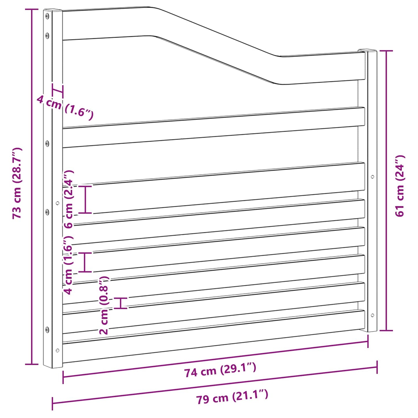 Armlene Moduler 2 pcs Hvit 79 x 4 x 73 cm Solid akasietre