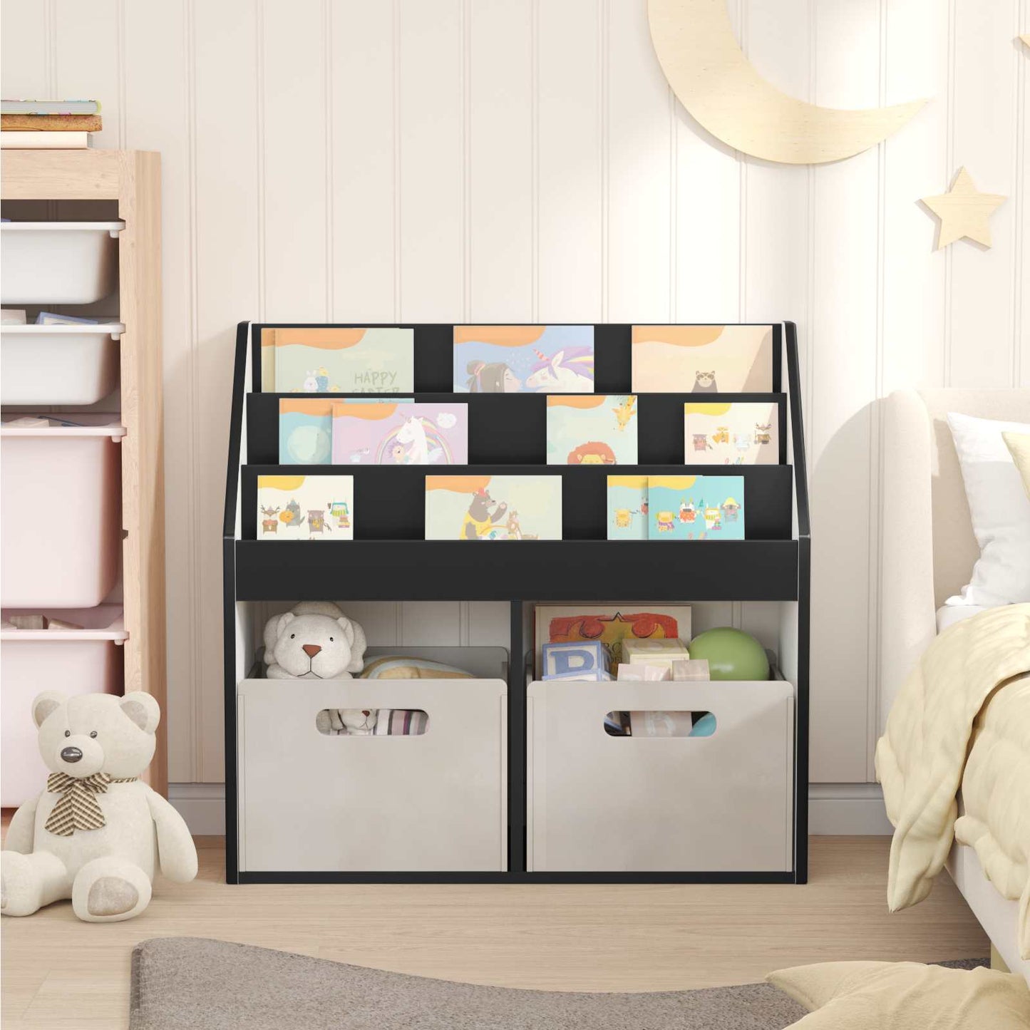 Barneskrivebokhylle Svart 72,5 x 29,5 x 69 cm Konstruert tre