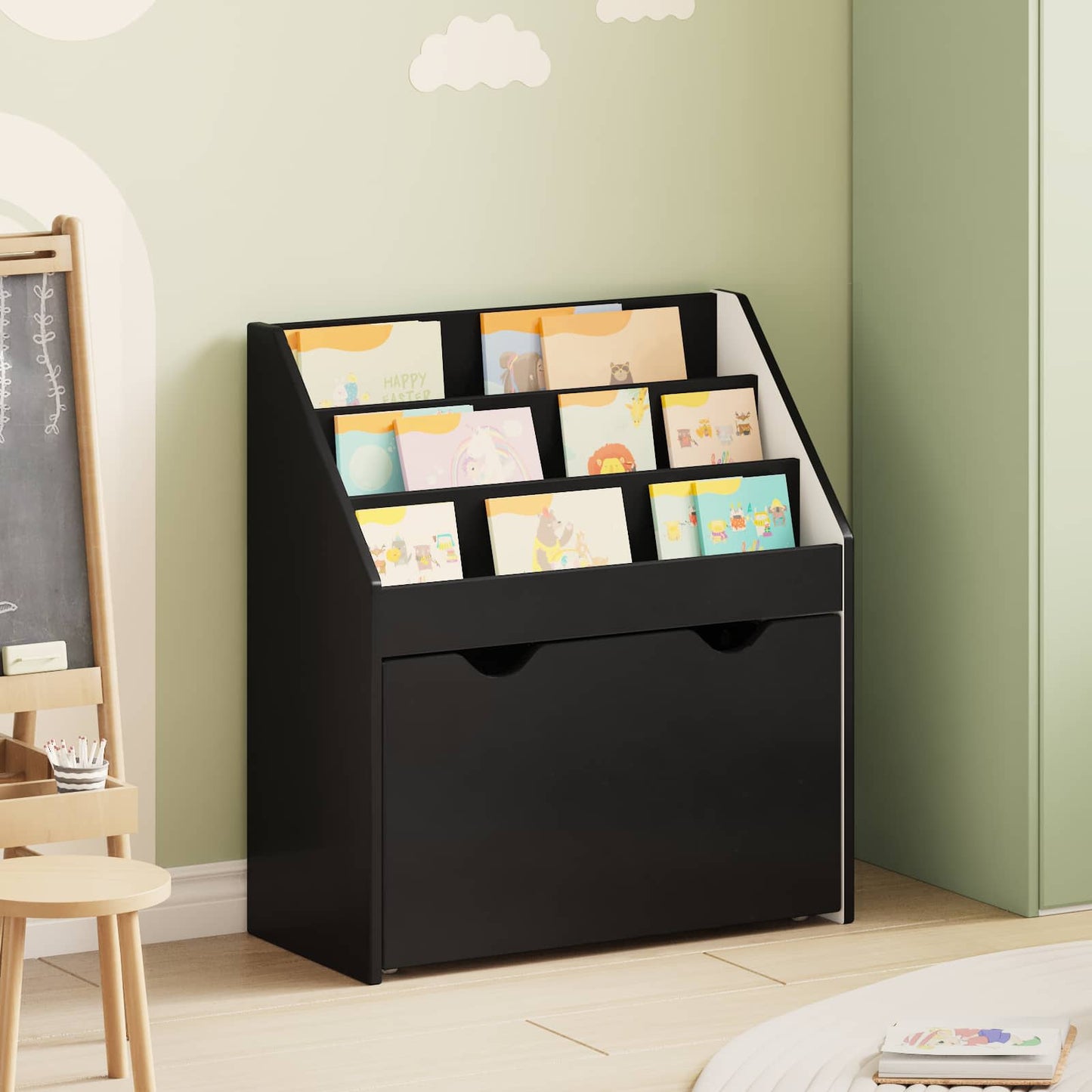 Barneskrivebokhylle Svart 60 x 29,5 x 69 cm Konstruert tre
