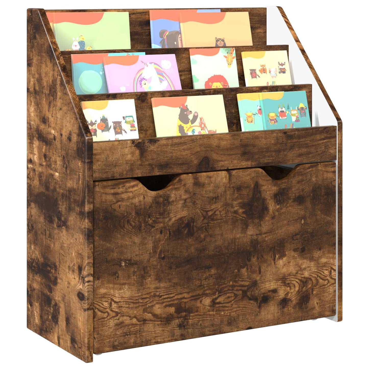 Barneskrivebokhylle Røkt eik 60 x 29,5 x 69 cm Konstruert tre