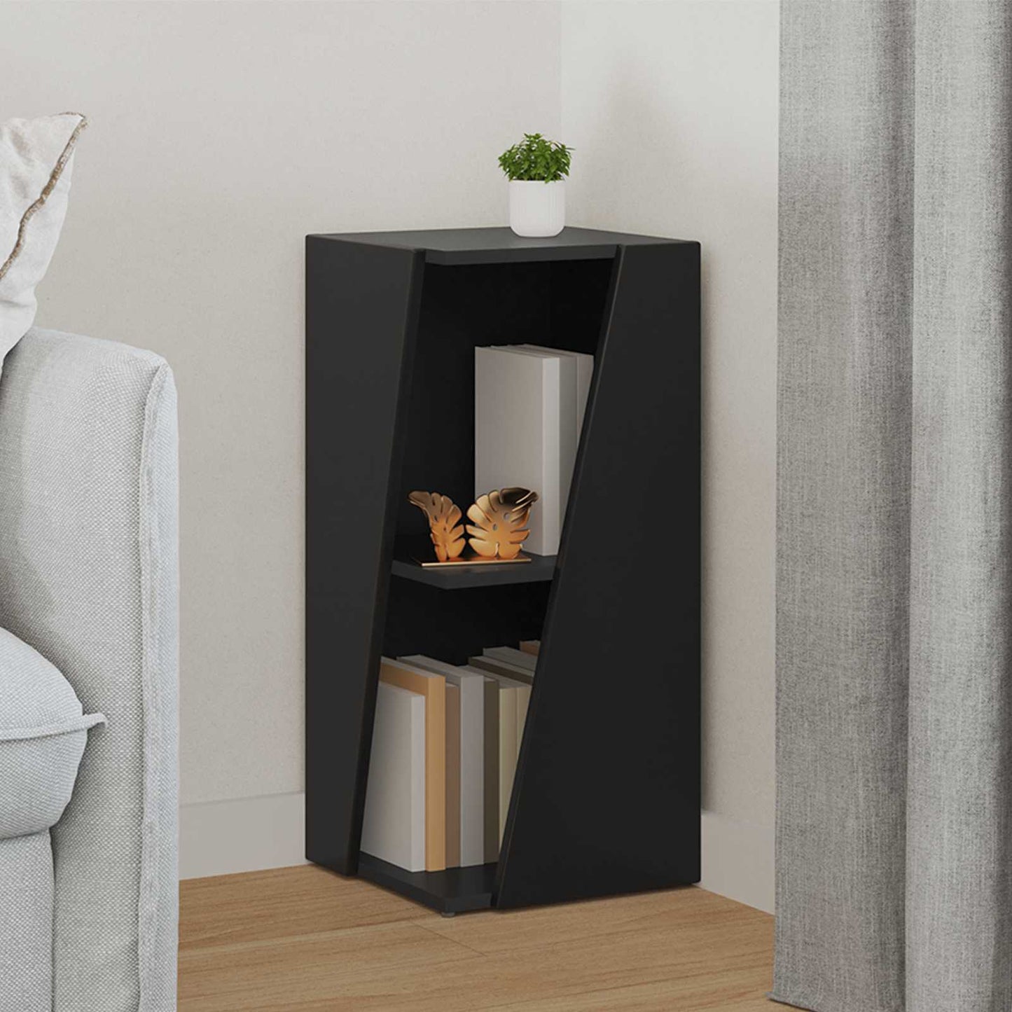Sidehylle Svart 33 x 32 x 70,5 cm Konstruert tre