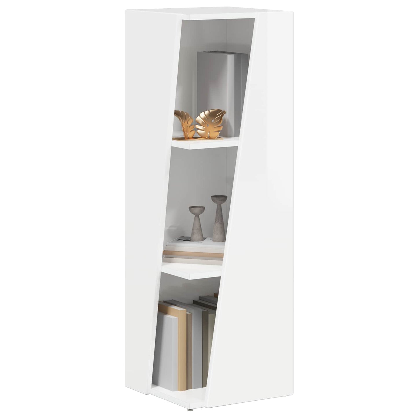 Sidehylle Høyglanset hvit 33 x 32 x 100,5 cm Konstruert tre