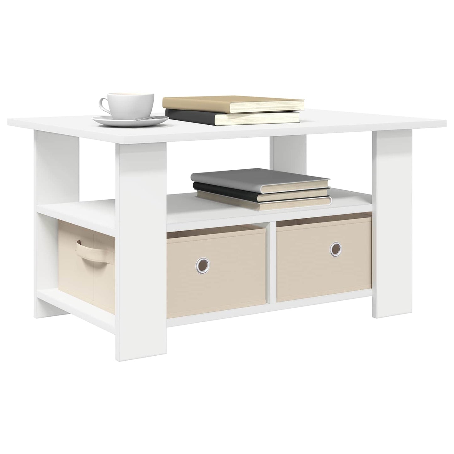 Kaffebord med skuff Hvit 77 x 55 x 42 cm Konstruert tre