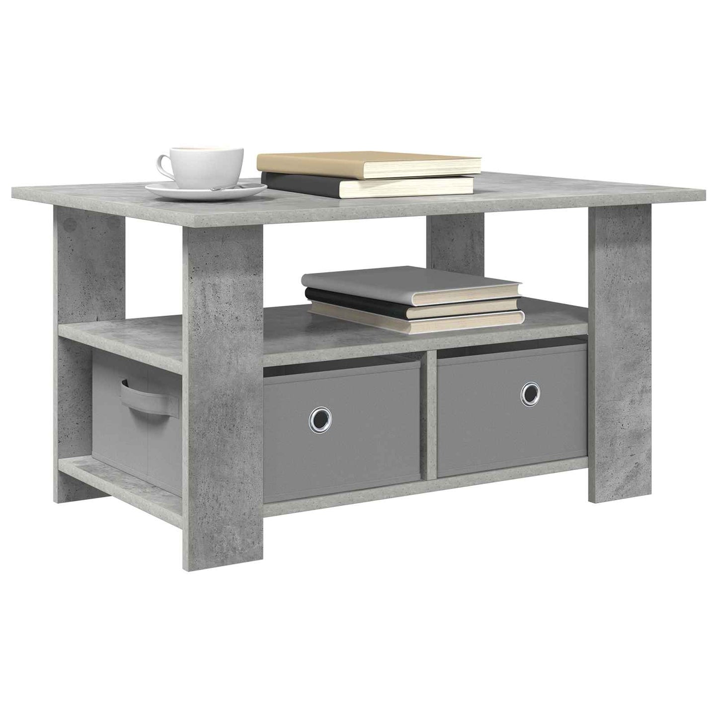 Kaffebord med skuff Betonggrå 77 x 55 x 42 cm Konstruert tre