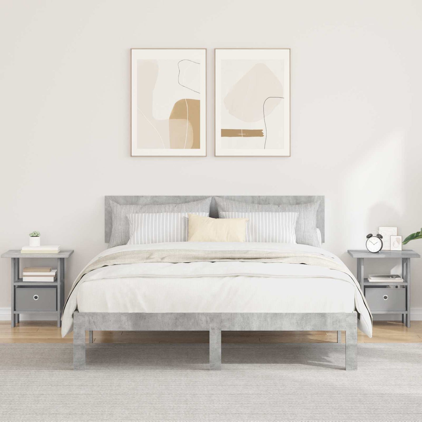 Nattbord 2 pcs Betonggrå 41 x 40 x 45 cm Konstruert tre
