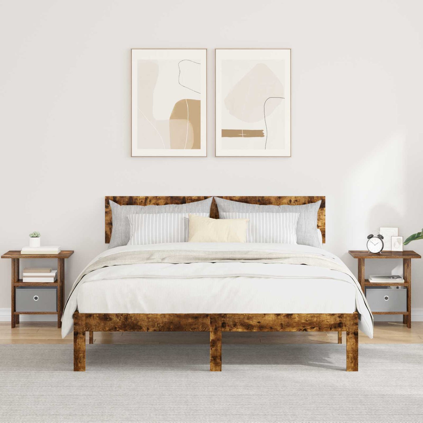 Nattbord 2 pcs Røkt eik 41 x 40 x 45 cm Konstruert tre