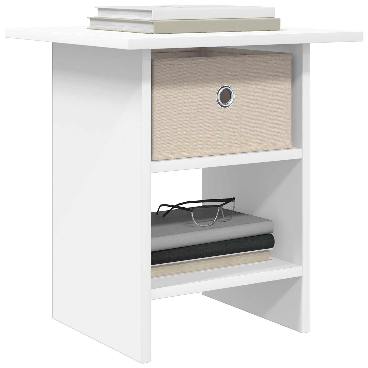 Nattbord med skuff 2 pcs Hvit 41 x 40 x 45 cm Konstruert tre