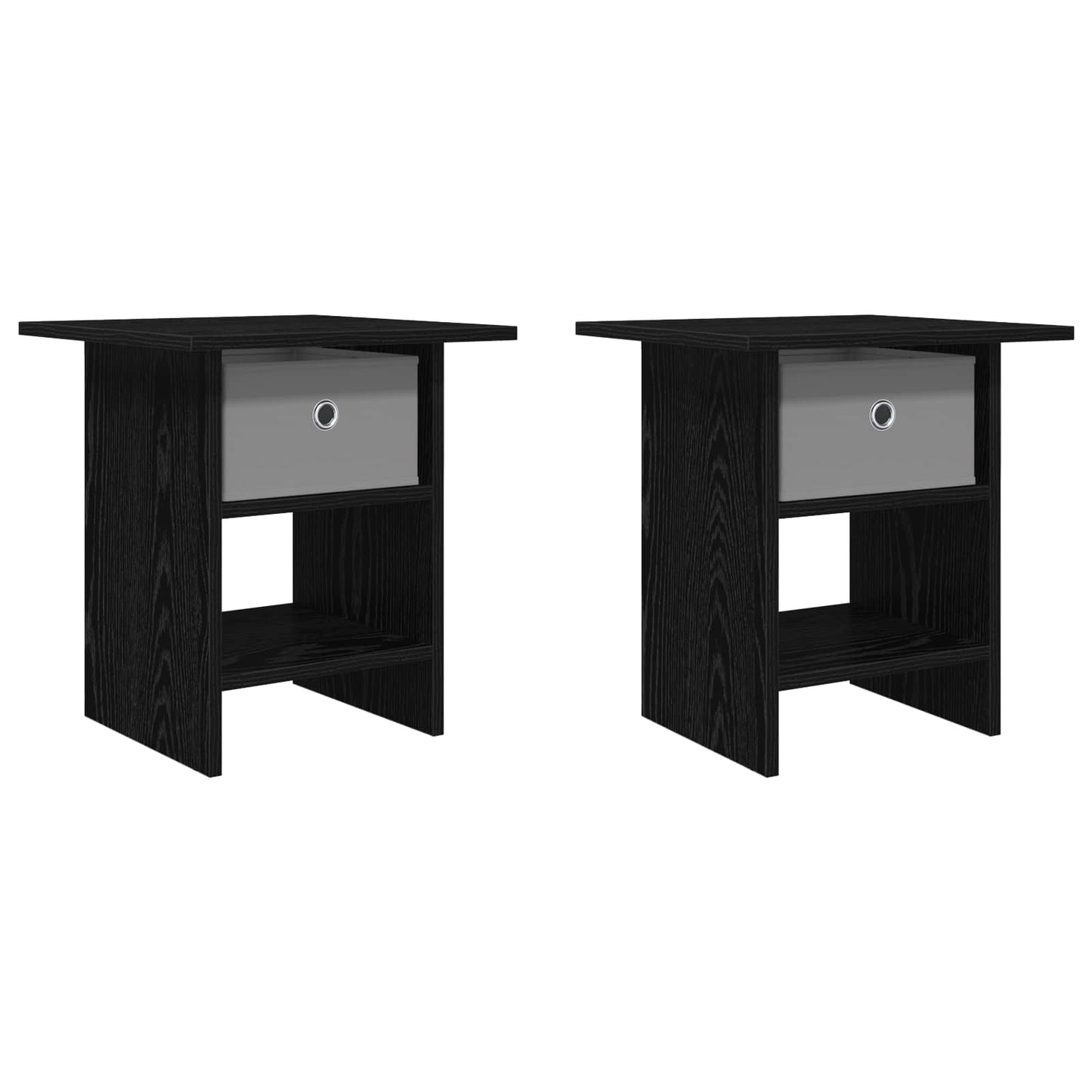 Nattbord 2 pcs Svart Eik 41 x 40 x 45 cm Konstruert tre