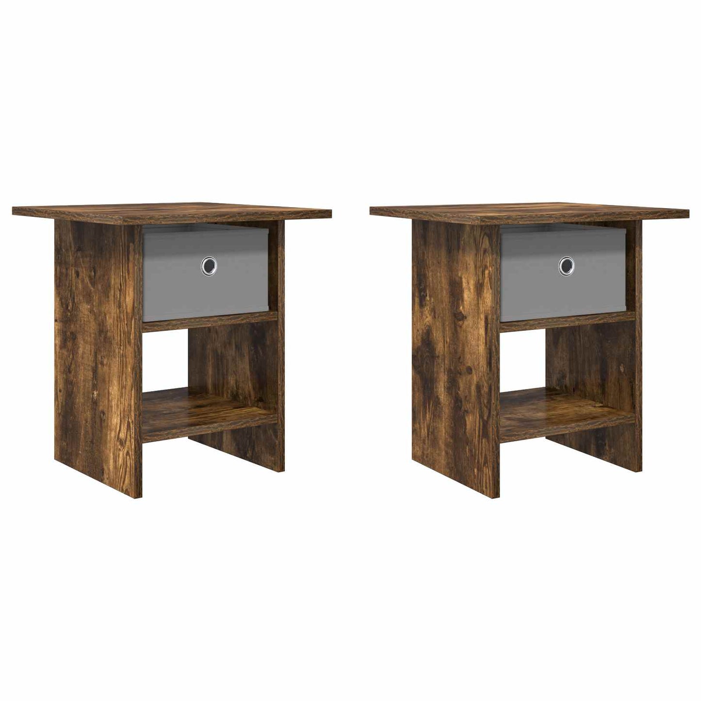 Nattbord 2 pcs Røkt eik 41 x 40 x 45 cm Konstruert tre