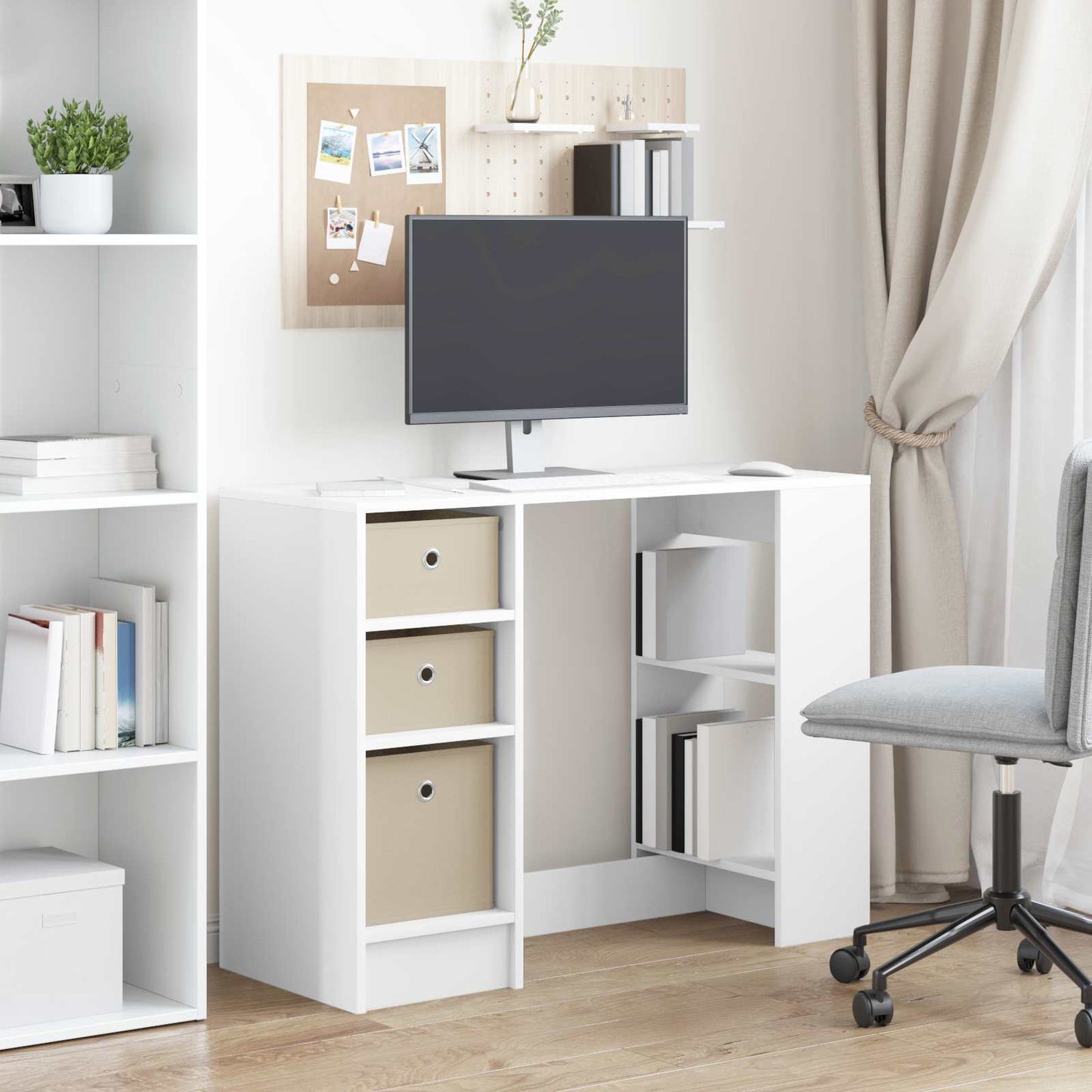 Skrivebord med skuff Hvit 100 x 40 x 75 cm Konstruert tre