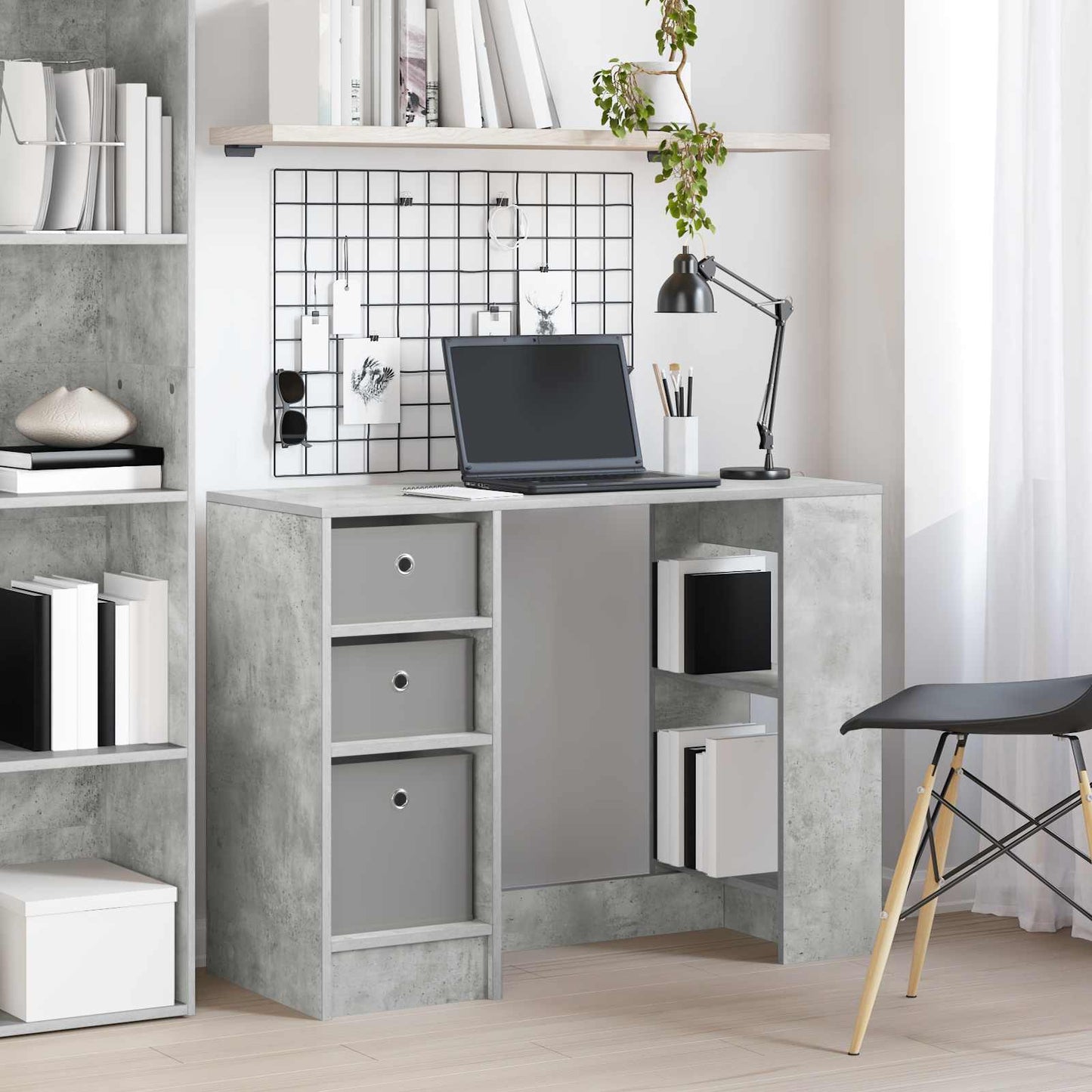 Skrivebord med skuff Betonggrå 100 x 40 x 75 cm Konstruert tre