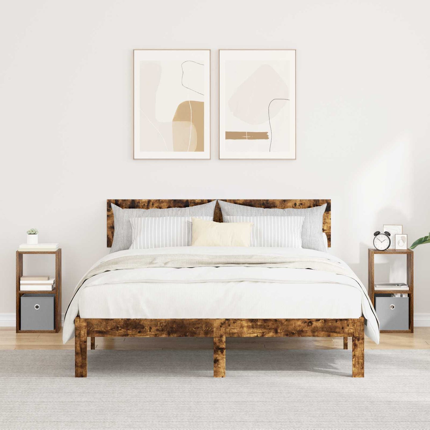 Nattbord 2 pcs Røkt eik 25,5 x 22 x 49,5 cm Konstruert tre