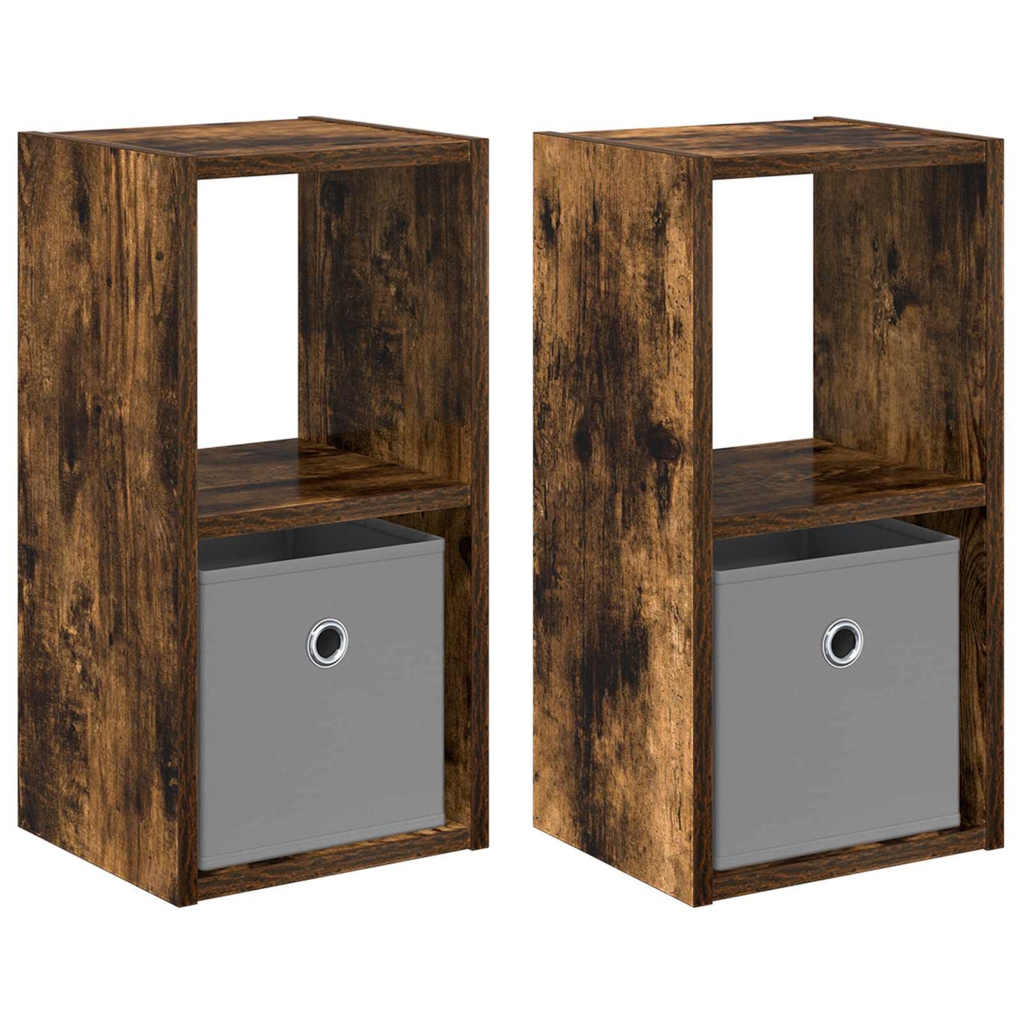 Nattbord 2 pcs Røkt eik 25,5 x 22 x 49,5 cm Konstruert tre
