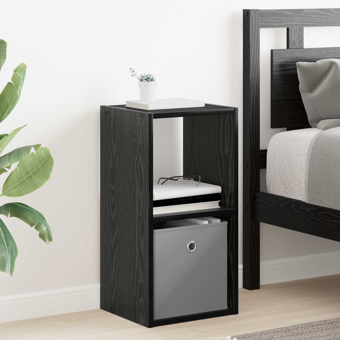 Nattbord med skuff Svart Eik 30,5 x 27 x 59,5 cm Konstruert tre