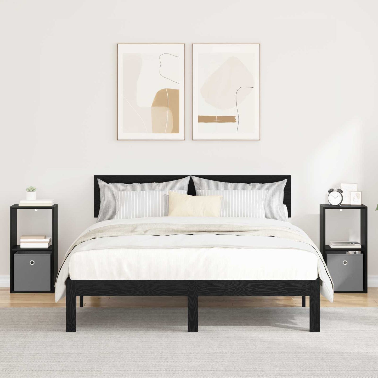 Nattbord 2 pcs Svart Eik 30,5 x 27 x 59,5 cm Konstruert tre