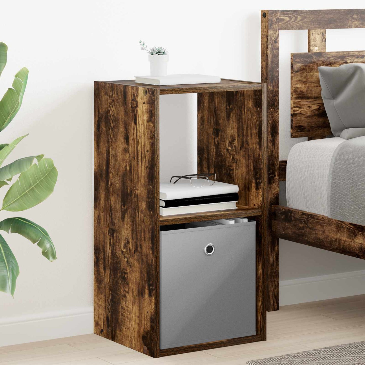 Nattbord 2 pcs Røkt eik 35 x 32 x 68,5 cm Konstruert tre
