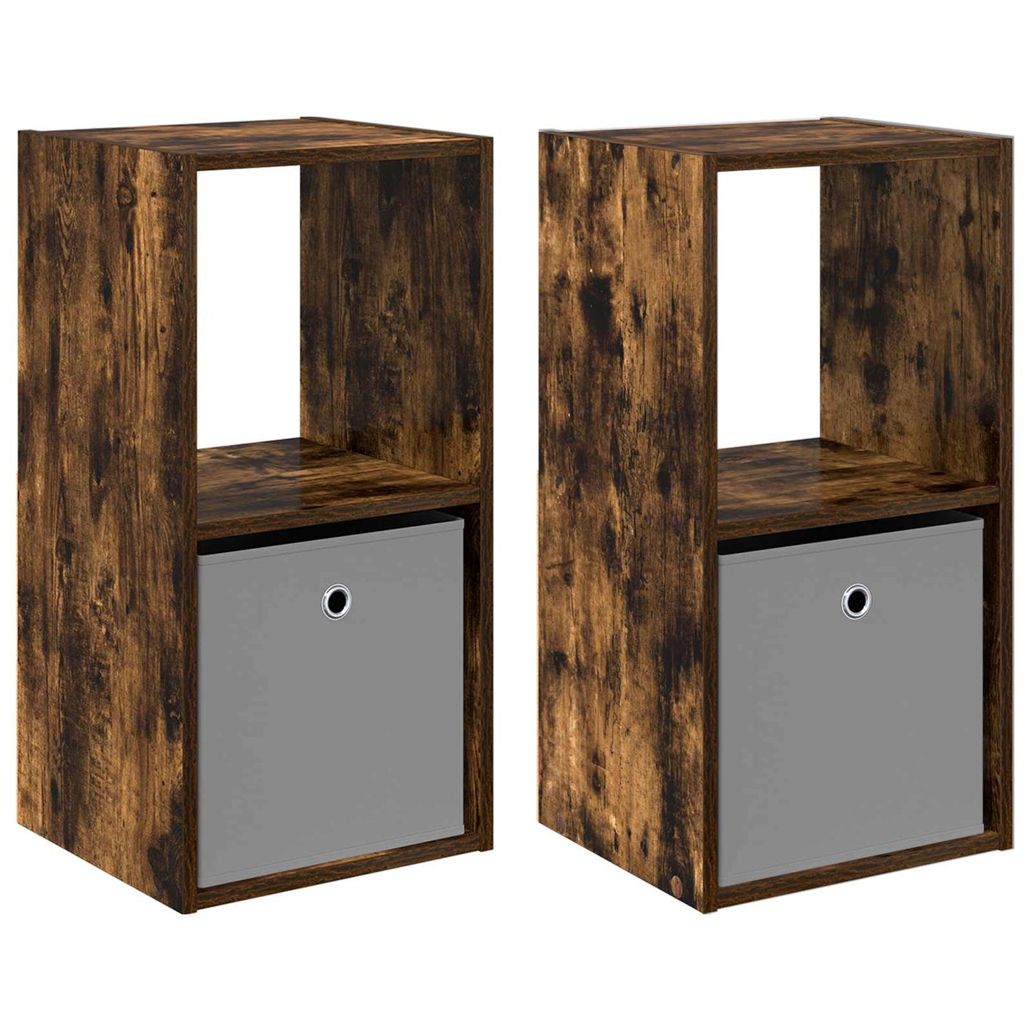 Nattbord 2 pcs Røkt eik 35 x 32 x 68,5 cm Konstruert tre