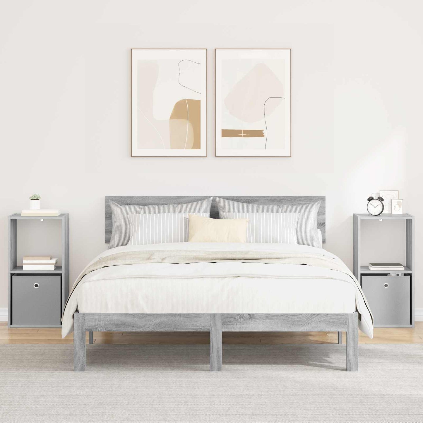 Nattbord 2 pcs Grå Sonoma 35 x 32 x 68,5 cm Konstruert tre