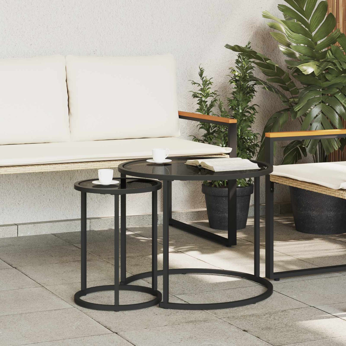 Kaffebord Sett 2 pcs 55 x 55 x 45 cm Stål