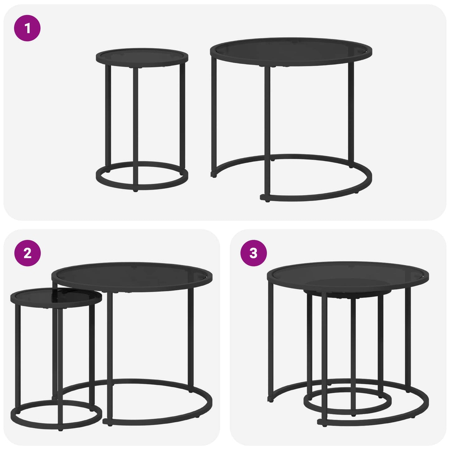 Kaffebord Sett 2 pcs 55 x 55 x 45 cm Stål