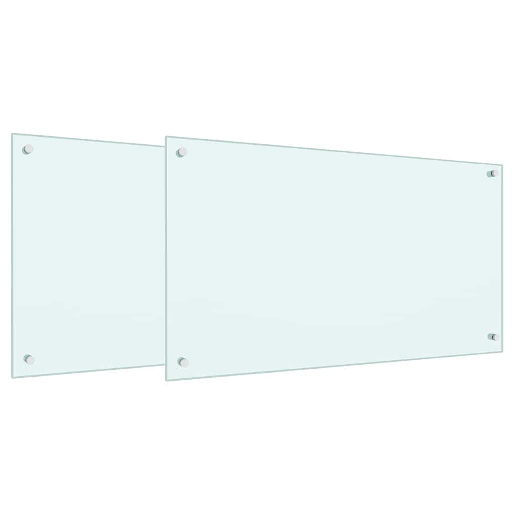 Kjøkkenbakplate 2 pcs Hvit 90 x 50 cm herdet glass vidaXL