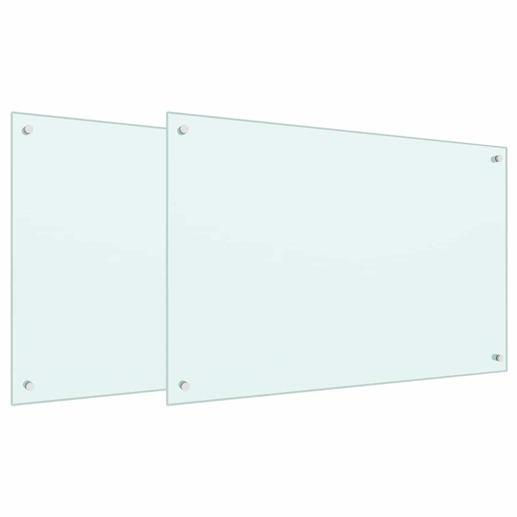 Kjøkkenbenkplate 2 pcs Hvit 90 x 60 cm herdet glass