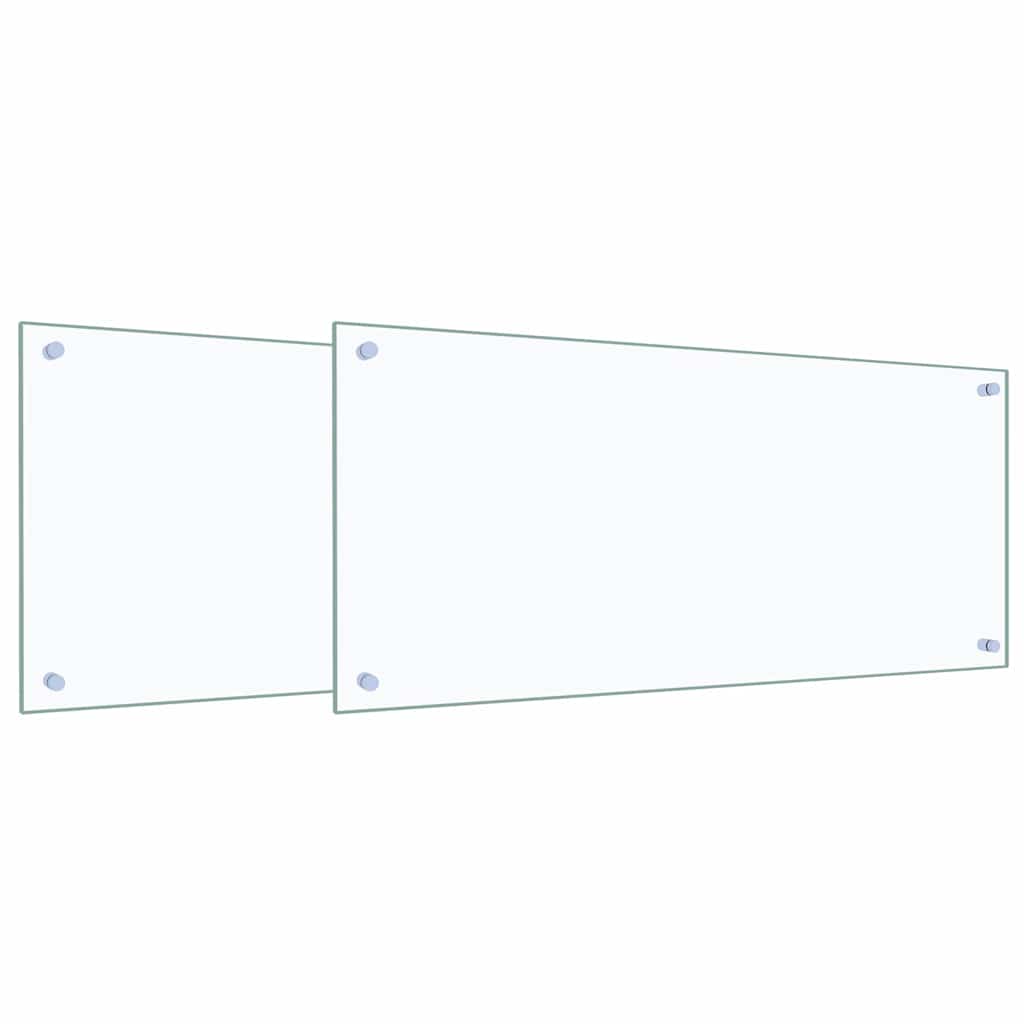 Kjøkkenbenkplate 2 pcs Gjennomsiktig 90 x 40 cm herdet glass