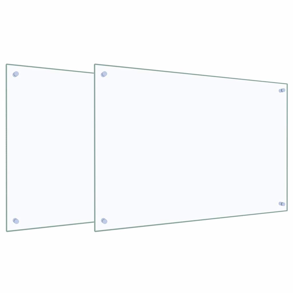 Kjøkkenbenkplate 2 pcs Gjennomsiktig 90 x 60 cm herdet glass