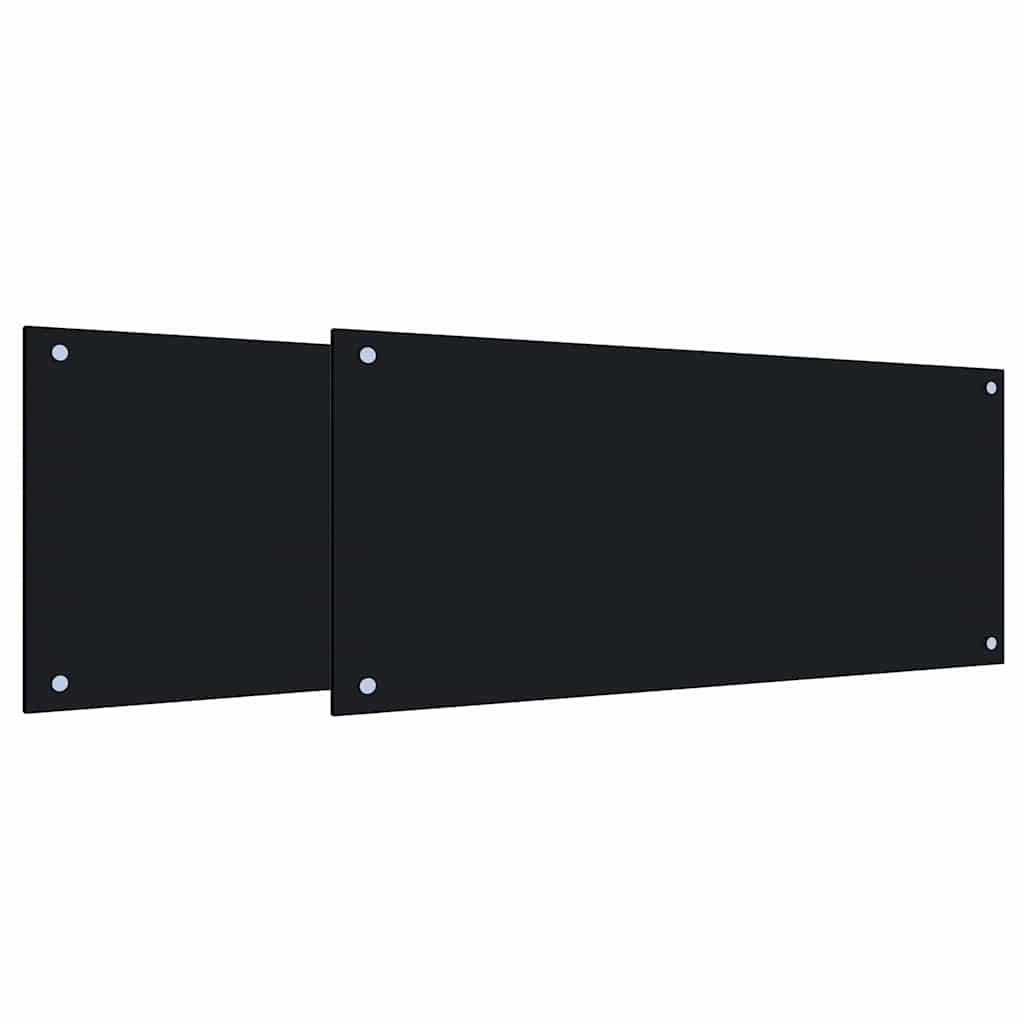 Kjøkkenbenkplate 2 pcs Svart 90 x 40 cm herdet glass