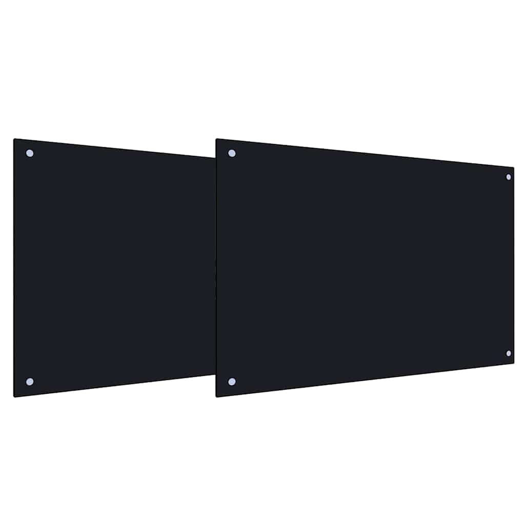 Kjøkkenbenkplate 2 pcs Svart 90 x 50 cm herdet glass